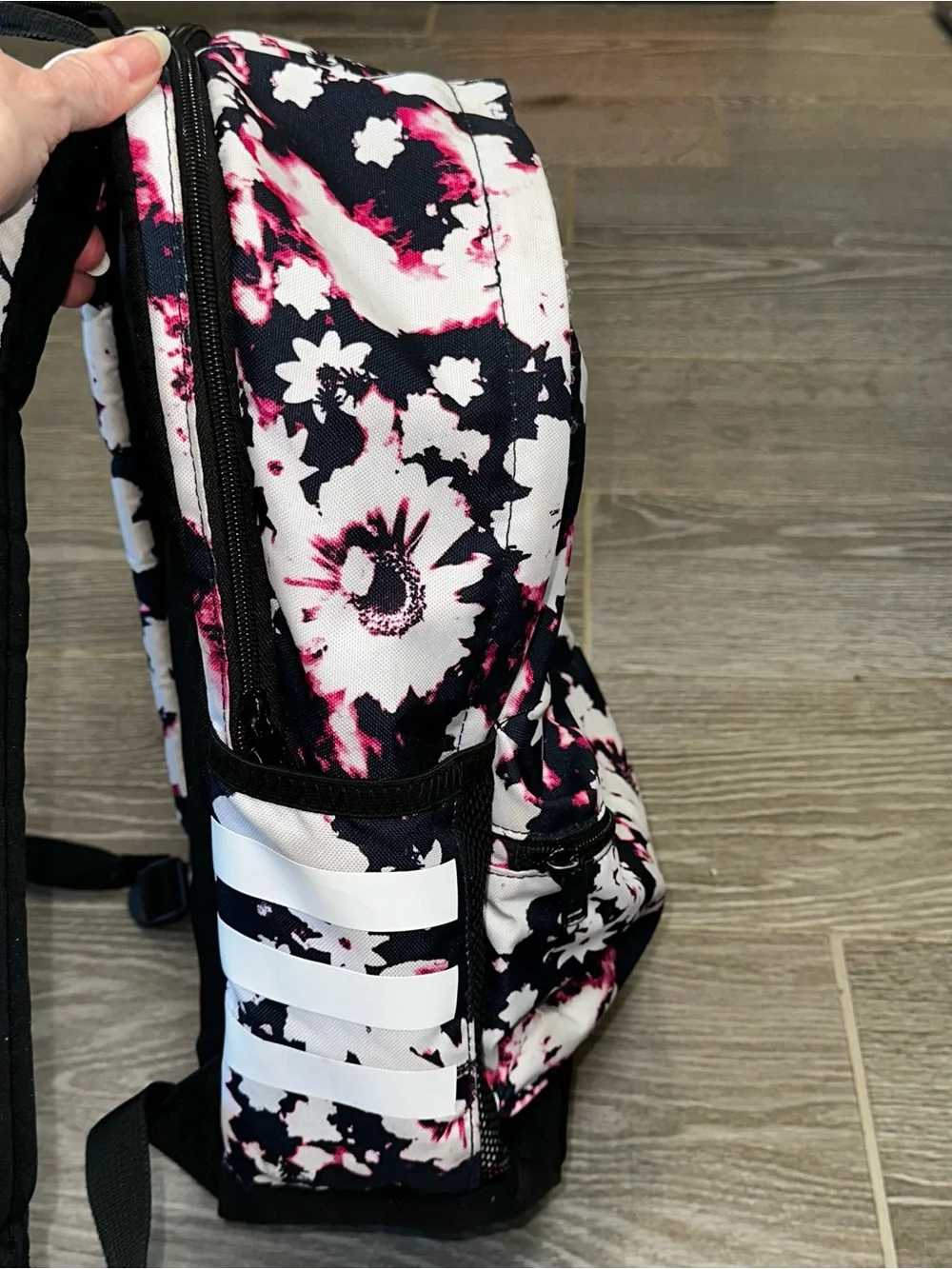adidas Originals Trefoil Logo 2.0 Pocket Backpack Pink Floral Legend School Bag